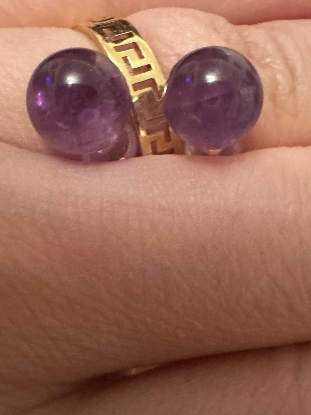 New 14K Solid Gold Earrings Natural Amethyst ball solid 14K gold studs earrings